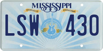MS license plate LSW430
