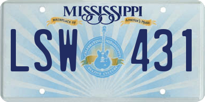 MS license plate LSW431