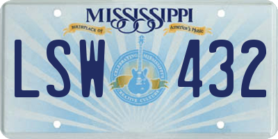 MS license plate LSW432