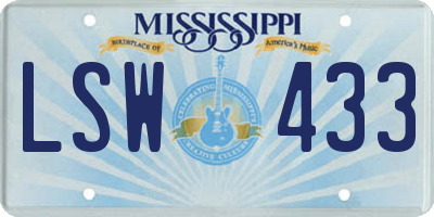 MS license plate LSW433