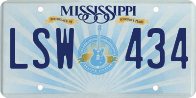 MS license plate LSW434