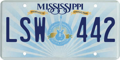 MS license plate LSW442