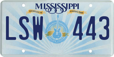 MS license plate LSW443
