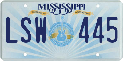 MS license plate LSW445