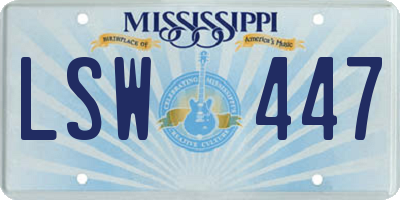 MS license plate LSW447