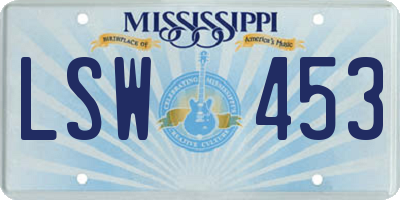 MS license plate LSW453
