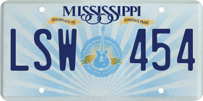 MS license plate LSW454