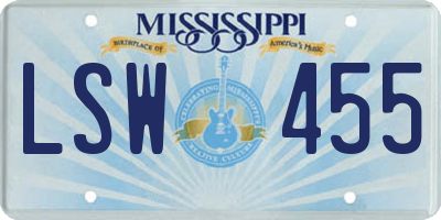 MS license plate LSW455
