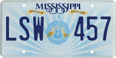 MS license plate LSW457