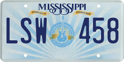 MS license plate LSW458