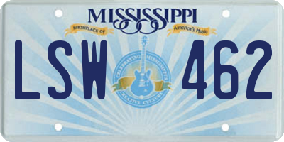 MS license plate LSW462