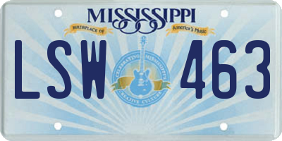 MS license plate LSW463