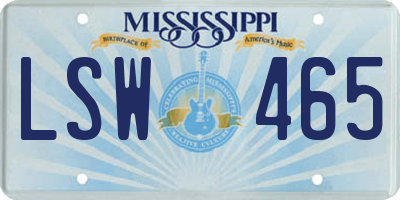 MS license plate LSW465