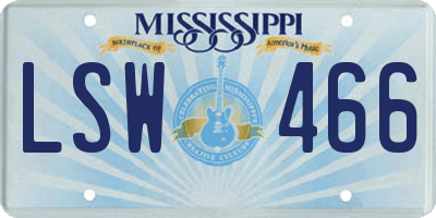 MS license plate LSW466