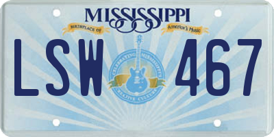 MS license plate LSW467