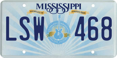 MS license plate LSW468