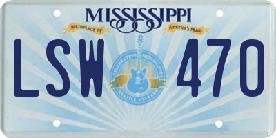 MS license plate LSW470