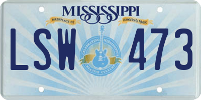 MS license plate LSW473