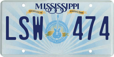 MS license plate LSW474