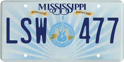 MS license plate LSW477