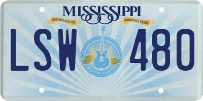 MS license plate LSW480