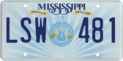 MS license plate LSW481