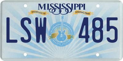 MS license plate LSW485