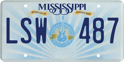 MS license plate LSW487