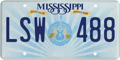 MS license plate LSW488