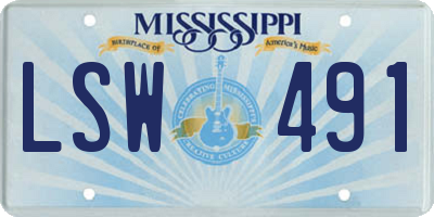 MS license plate LSW491