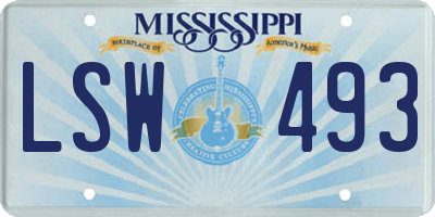 MS license plate LSW493