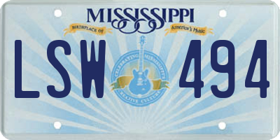 MS license plate LSW494