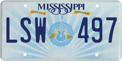 MS license plate LSW497