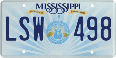 MS license plate LSW498