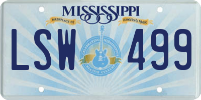 MS license plate LSW499