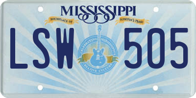 MS license plate LSW505