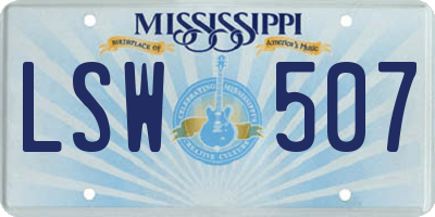 MS license plate LSW507