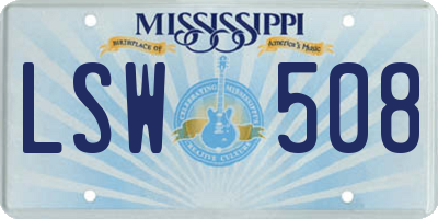 MS license plate LSW508