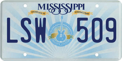 MS license plate LSW509