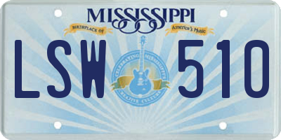 MS license plate LSW510