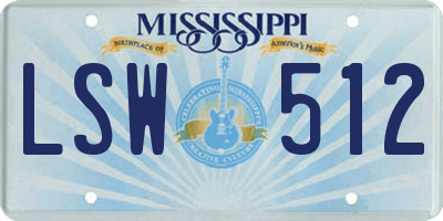 MS license plate LSW512