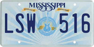 MS license plate LSW516