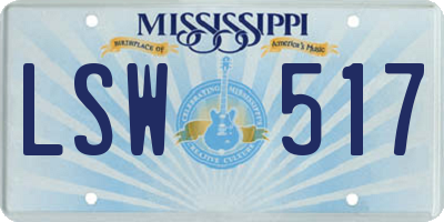 MS license plate LSW517