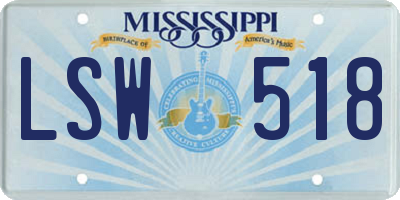 MS license plate LSW518