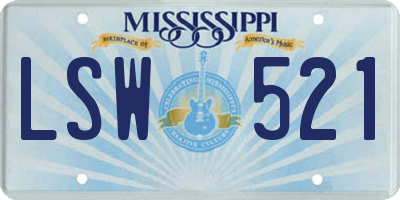 MS license plate LSW521