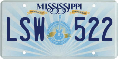 MS license plate LSW522