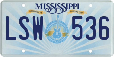 MS license plate LSW536