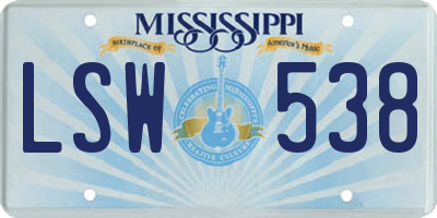 MS license plate LSW538