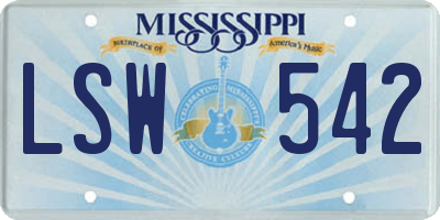 MS license plate LSW542