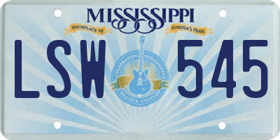 MS license plate LSW545